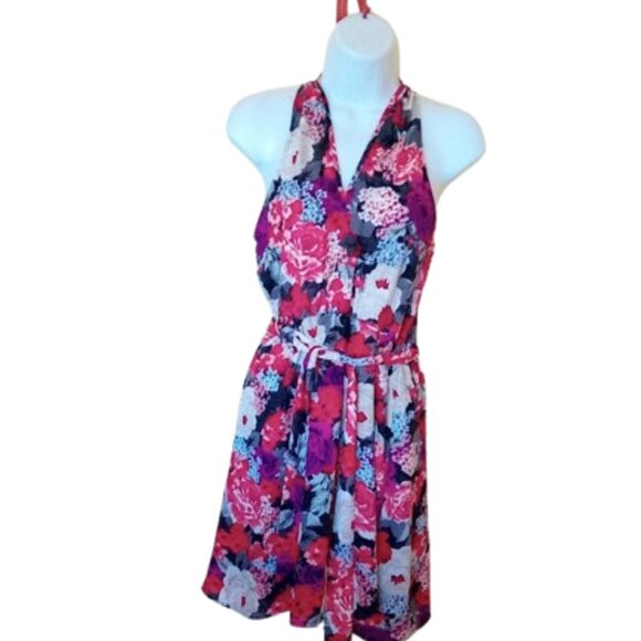 Pink Floral Halter Dress  Size Small - Picture 2 of 6